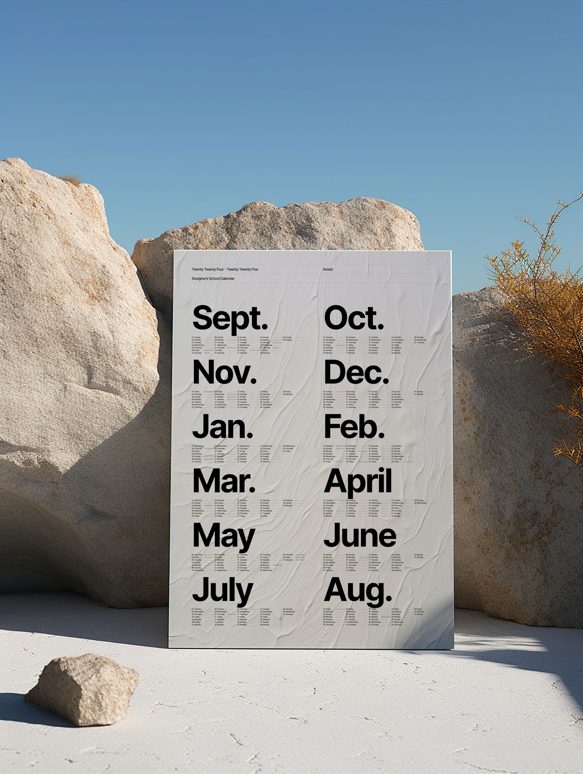 Ansist - Kalender voor ontwerpersscholen - 2024-2025